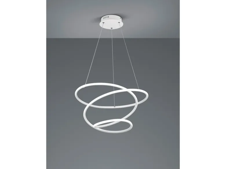 LED Pendelleuchte BOLOGNA Metall Weiß matt 3 Stufen Dimmer, Ø 50cm