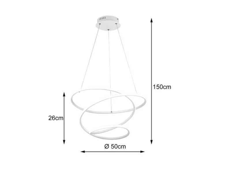 LED Pendelleuchte BOLOGNA Metall Weiß matt 3 Stufen Dimmer, Ø 50cm