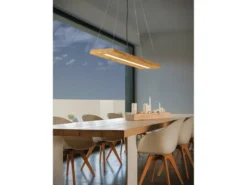 LED Pendelleuchte BRAD stufenweise dimmbar mit Naturholz, Breite 100cm