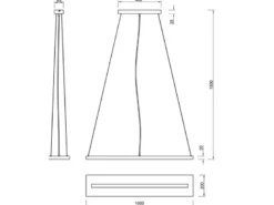 LED Pendelleuchte BRAD stufenweise dimmbar mit Naturholz, Breite 100cm