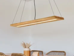 LED Pendelleuchte BRAD stufenweise dimmbar mit Naturholz, Breite 100cm
