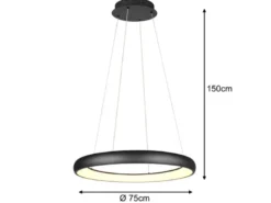 LED Pendelleuchte CARDONA groß Schwarz, dimmbar & 3 Lichtfarben, Ø 75cm