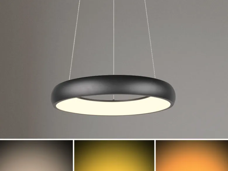 LED Pendelleuchte CARDONA groß Schwarz, dimmbar & 3 Lichtfarben, Ø 75cm