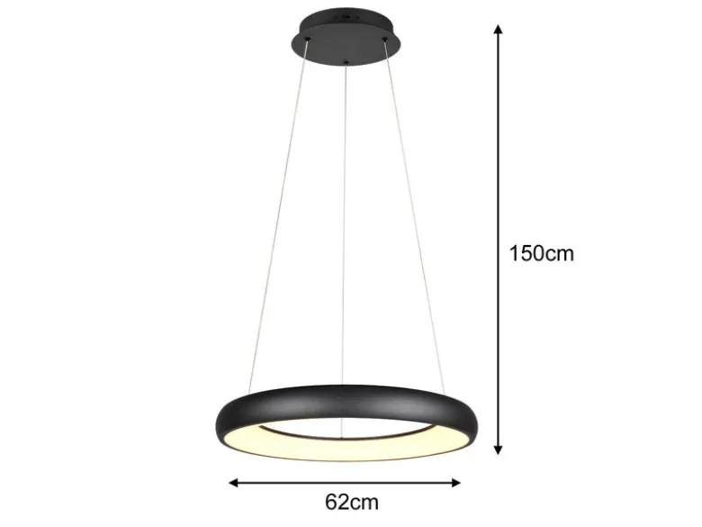 LED Pendelleuchte CARDONA groß Schwarz, dimmbar & 3 Lichtfarben, Ø 62cm
