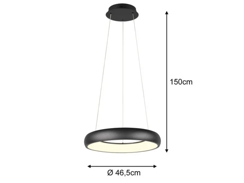 LED Pendelleuchte CARDONA Schwarz, dimmbar & 3 Lichtfarben, Ø 46,5cm
