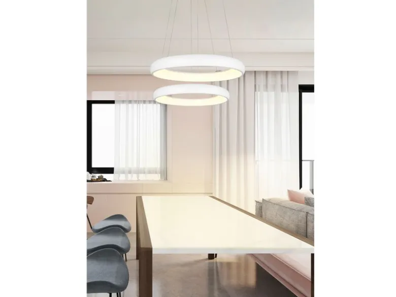 LED Pendelleuchte CARDONA Weiß, dimmbar & 3 Lichtfarben, Ø 46,5cm