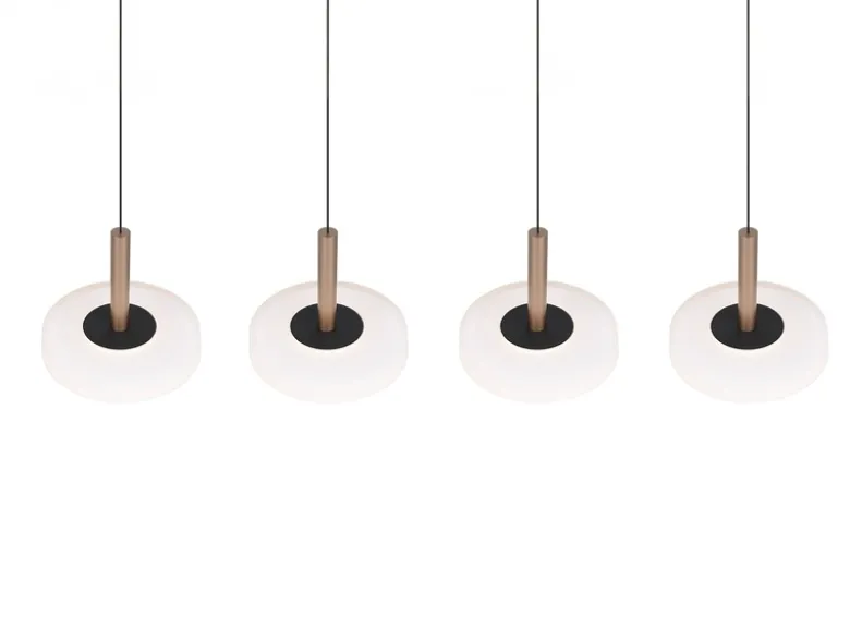 LED Pendelleuchte CELESTE 4-flammig höhenverstellbar Glas Weiß, B: 115cm