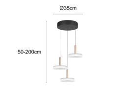 LED Pendelleuchte CELESTE 3-flammig höhenverstellbar Glas Weiß, Ø 35cm