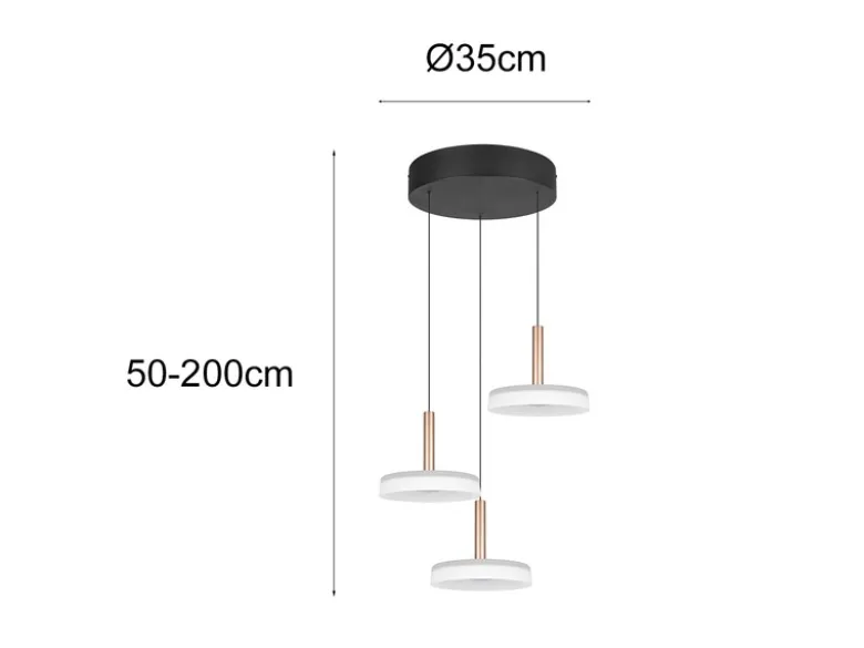 LED Pendelleuchte CELESTE 3-flammig höhenverstellbar Glas Weiß, Ø 35cm