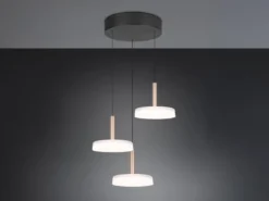 LED Pendelleuchte CELESTE 3-flammig höhenverstellbar Glas Weiß, Ø 35cm