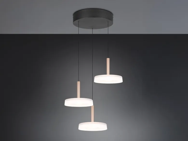 LED Pendelleuchte CELESTE 3-flammig höhenverstellbar Glas Weiß, Ø 35cm