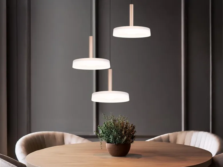 LED Pendelleuchte CELESTE 3-flammig höhenverstellbar Glas Weiß, Ø 35cm