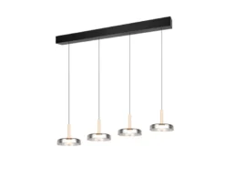 LED Pendelleuchte CELESTE 4-flammig höhenverstellbar Glas Chrom B: 115cm