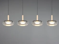 LED Pendelleuchte CELESTE 4-flammig höhenverstellbar Glas Chrom B: 115cm