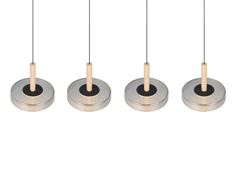 LED Pendelleuchte CELESTE 4-flammig höhenverstellbar Glas Chrom B: 115cm