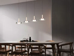 LED Pendelleuchte CELESTE 4-flammig höhenverstellbar Glas Chrom B: 115cm