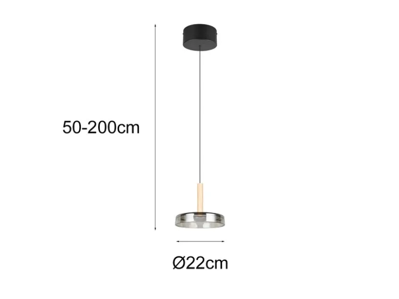LED Pendelleuchte CELESTE 1-flammig höhenverstellbar Glas Chrom, Ø 22cm