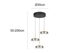 LED Pendelleuchte CELESTE höhenverstellbar 3-flammig Glas Chrom, Ø 35cm