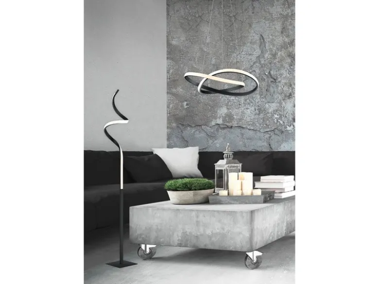 LED Pendelleuchte COURSE Schwarz Stufen Dimmer 3000K Warmweiß, Ø 60cm