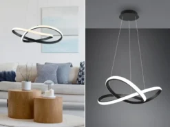 LED Pendelleuchte COURSE Schwarz mit Stufen Dimmer, 4000K Neutralweiß, Ø 60cm