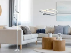 LED Pendelleuchte COURSE Silber mit Stufen Dimmer, 4000K Neutralweiß, Ø 60cm