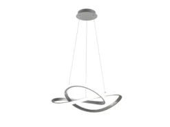 LED Pendelleuchte COURSE Silber mit Stufen Dimmer, 4000K Neutralweiß, Ø 60cm