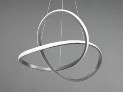 LED Pendelleuchte COURSE Silber Stufen Dimmer 3000 Kelvin Warmweiß, Ø 60cm