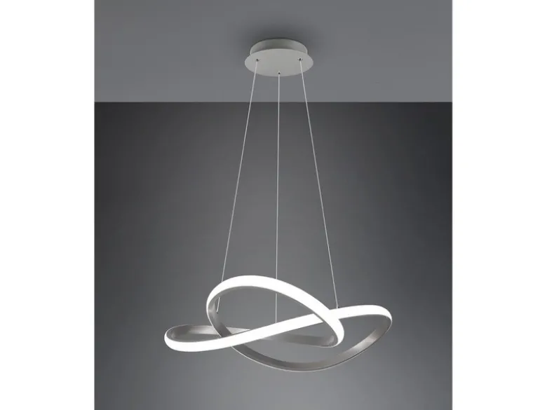 LED Pendelleuchte COURSE Silber Stufen Dimmer 3000 Kelvin Warmweiß, Ø 60cm