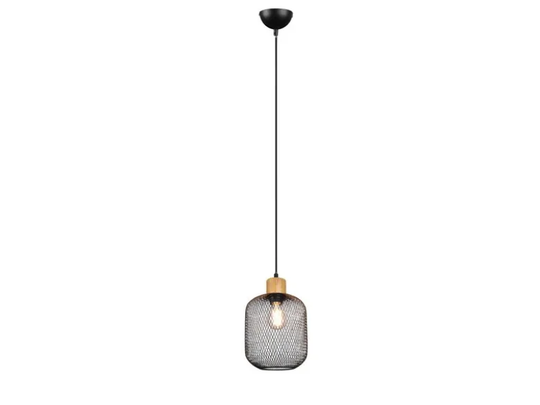 LED Pendelleuchte dimmbar 1-flammig Metall Gitterschirm Schwarz, Ø 18cm