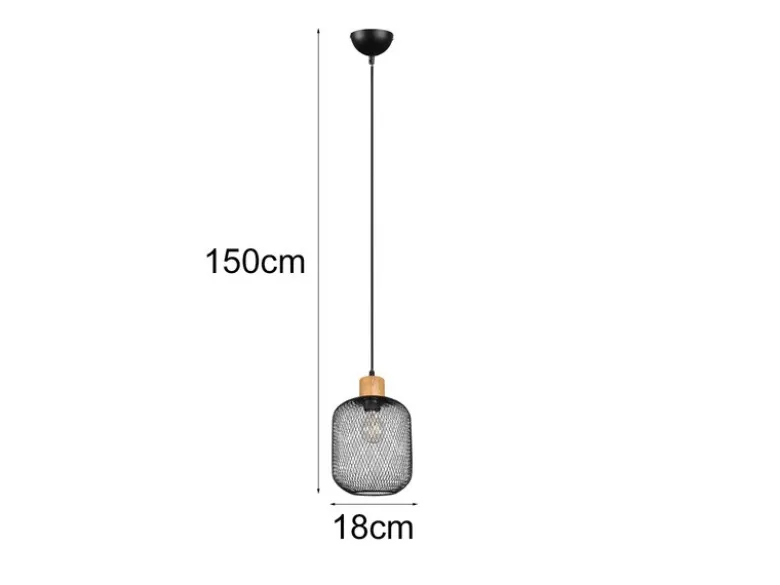 LED Pendelleuchte dimmbar 1-flammig Metall Gitterschirm Schwarz, Ø 18cm