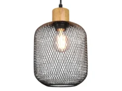 LED Pendelleuchte dimmbar 1-flammig Metall Gitterschirm Schwarz, Ø 18cm