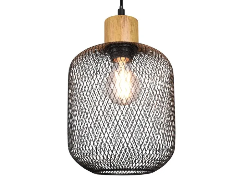 LED Pendelleuchte dimmbar 1-flammig Metall Gitterschirm Schwarz, Ø 18cm