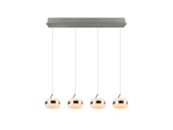 LED Pendelleuchte DIOS höhenverstellbar 4-flammig, Silber, Breite 85cm