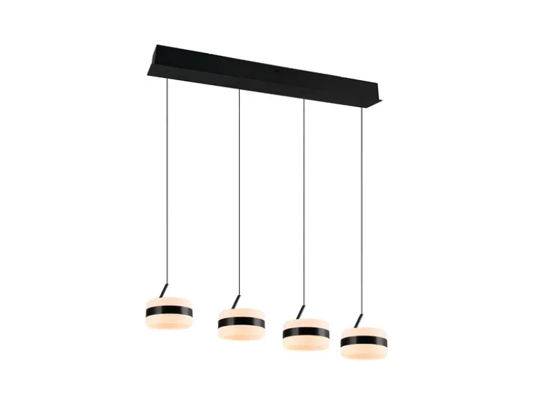 LED Pendelleuchte DIOS höhenverstellbar 4-flammig, Schwarz, Breite 85cm