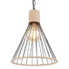 LED Pendelleuchte Drahtlampe Metall Schwarz mit Hanfseil, Ø 35cm