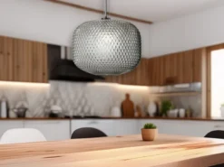 LED Pendelleuchte einflammig Kristall Glasschirm Rauchglas, Ø 40cm