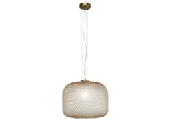 LED Pendelleuchte einflammig Kristall Glasschirm Bernsteinfarben, Ø 40cm