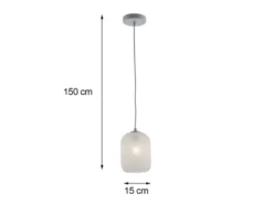 LED Pendelleuchte einflammig Kristall Glasschirm in Weiß, Ø 15cm