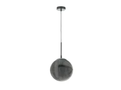 LED Pendelleuchte einflammig mit Relief Glaskugel aus Rauchglas, Ø 25cm