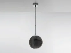 LED Pendelleuchte einflammig mit Relief Glaskugel aus Rauchglas, Ø 25cm