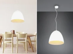 LED Pendelleuchte einflammig Metall Weiß rund, Ø 40cm