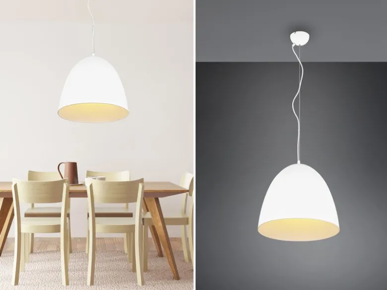 LED Pendelleuchte einflammig Metall Weiß rund, Ø 40cm