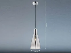 LED Pendelleuchte einflammig Glas Chromfarben verspiegelt, Ø 23cm