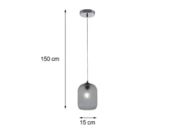LED Pendelleuchte einflammig Kristall Glasschirm Rauchglas Ø15cm