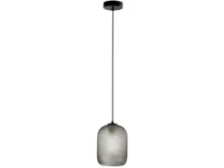 LED Pendelleuchte einflammig Kristall Glasschirm Rauchglas Ø15cm
