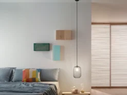 LED Pendelleuchte einflammig Kristall Glasschirm Rauchglas Ø15cm