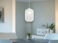 LED Pendelleuchte einflammig Kristall Glasschirm in Weiß, Ø 20cm
