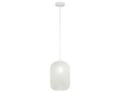LED Pendelleuchte einflammig Kristall Glasschirm in Weiß, Ø 20cm