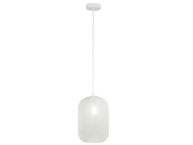 LED Pendelleuchte einflammig Kristall Glasschirm in Weiß, Ø 20cm