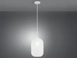 LED Pendelleuchte einflammig Kristall Glasschirm in Weiß, Ø 20cm